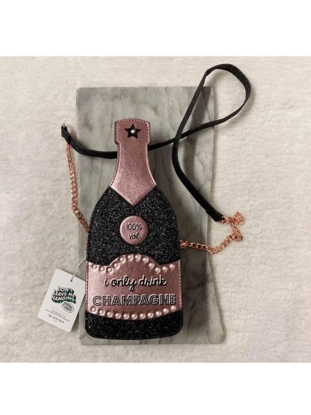 Skinny Dip I only drink Champagne Crossbody Bag Glitter New New Year’s eve